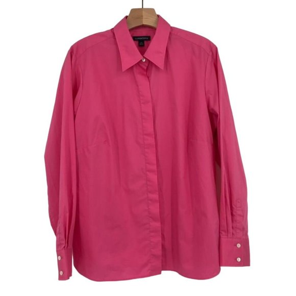 Lands' End women's blouse button up size 18 W plus longsleeve cotton blend - Picture 1 of 6